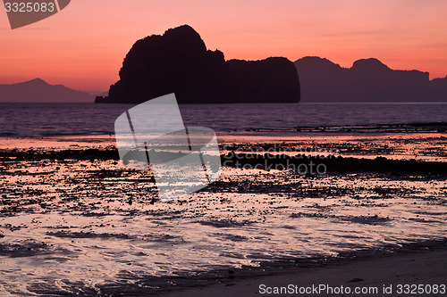 Image of Sunset at beach in Krabi Thailand