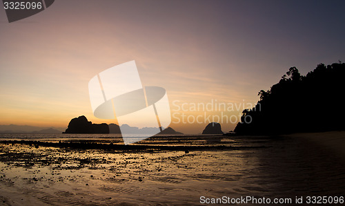 Image of Sunset at beach in Krabi Thailand