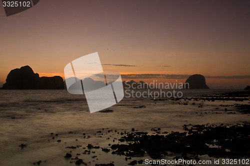 Image of Sunset at beach in Krabi Thailand