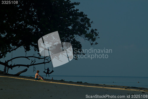 Image of Rudimentary swing at the beach in thailand