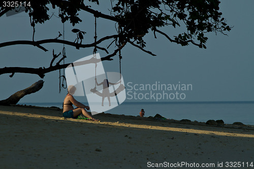 Image of Rudimentary swing at the beach in thailand