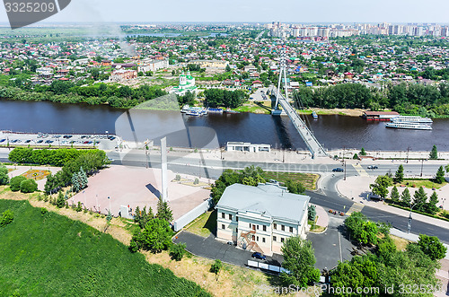 Image of Historical center and Lovers Bridge.Tyumen.Russia