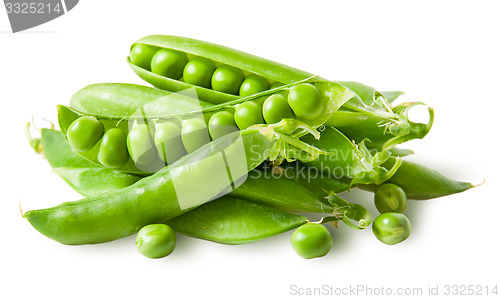 Image of Pile green peas in pods with peas