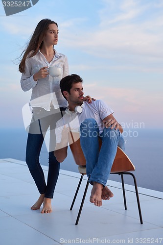 Image of happy young romantic couple have fun arelax  relax at home