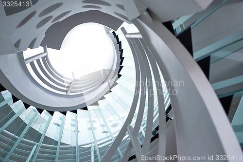 Image of modern glass spiral staircase