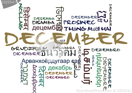 Image of December multilanguage wordcloud background concept
