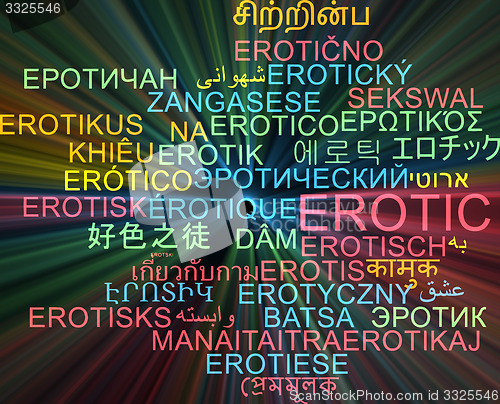 Image of Erotic multilanguage wordcloud background concept glowing