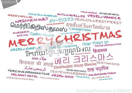 Image of Merry Christmas multilanguage wordcloud background concept