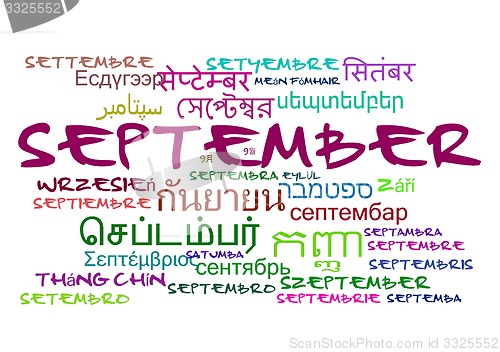 Image of September multilanguage wordcloud background concept