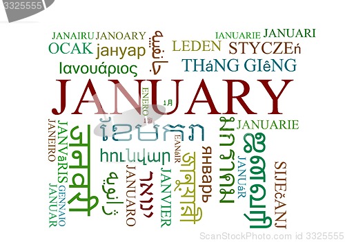 Image of January multilanguage wordcloud background concept