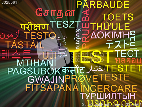 Image of Test multilanguage wordcloud background concept glowing