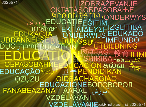 Image of Education multilanguage wordcloud background concept glowing