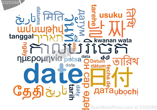 Image of Date multilanguage wordcloud background concept