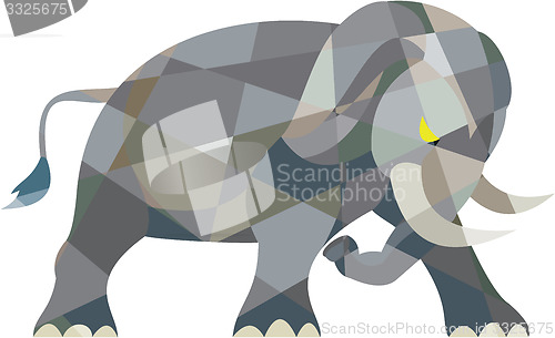 Image of Elephant Attacking Side Low Polygon