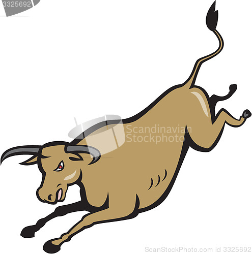 Image of Texas Longhorn Bull Jumping Cartoon