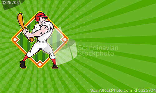 Image of Business card Baseball Player Batting Diamond Cartoon