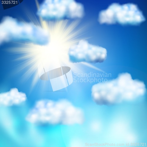 Image of Sun in the blue sky. EPS 10