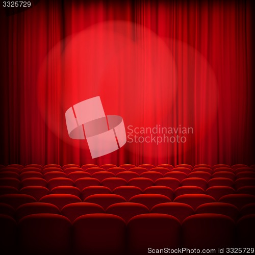 Image of Closed theater red curtains. EPS 10