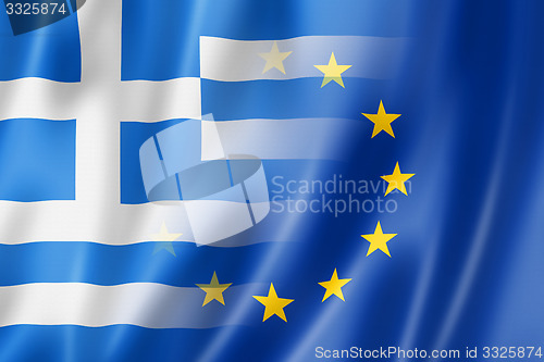 Image of Greece and Europe flag - 3D illustration