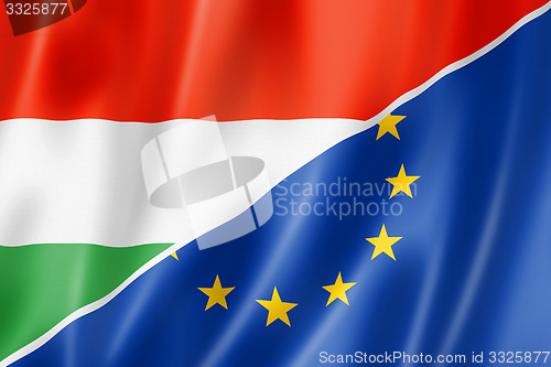 Image of Hungary and Europe flag