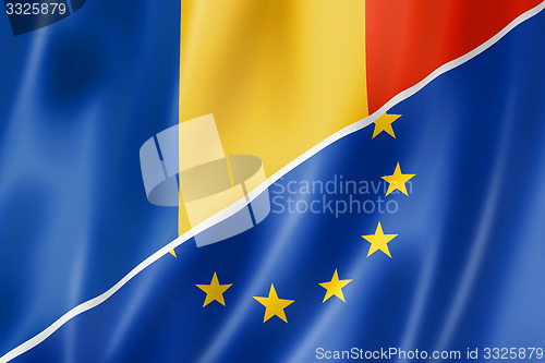 Image of Romania and Europe flag