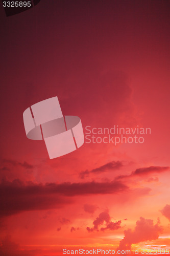Image of Dramatic red sunset sky