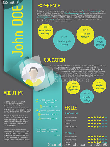 Image of Modern curriculum vitae resume template with ribbon