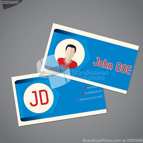 Image of Business card with blue arrow ribbon