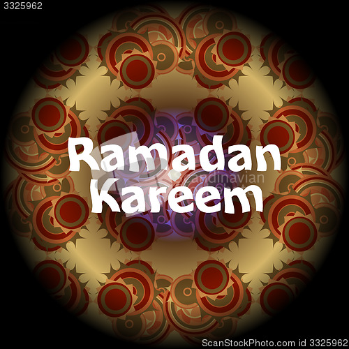 Image of Arabic Islamic calligraphy of text Ramadan Kareem on abstract background