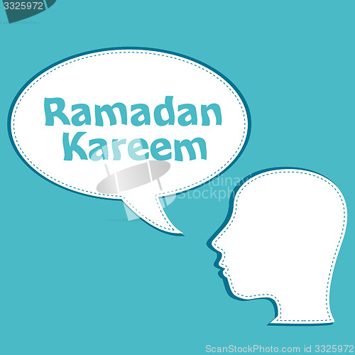 Image of man head with speech bubbles with Ramadan Kareem word on it