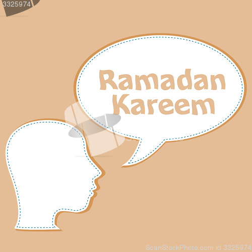 Image of man head with speech bubbles with Ramadan Kareem word on it