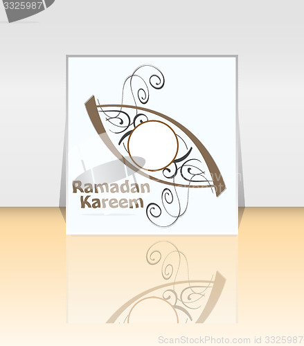 Image of Arabic Islamic calligraphy of text Ramadan Kareem on abstract background