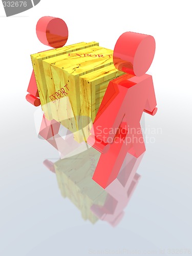 Image of employees carrying a wooden box