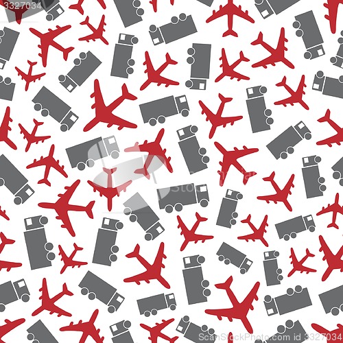 Image of Airplane and truck. Seamless pattern.