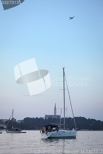 Image of Anchored sailboats in Croatia