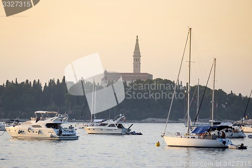 Image of Sailboats in front of Saint Euphemia bell tower