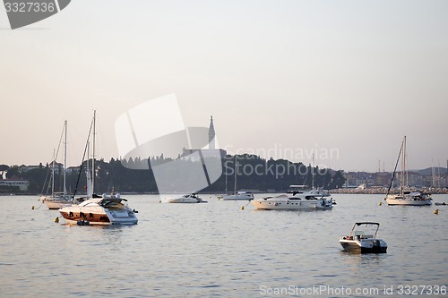 Image of Anchored sailboats on Adriatic coast