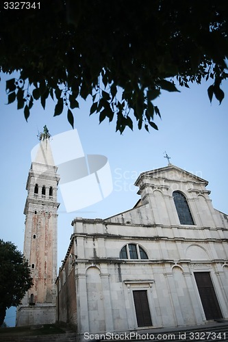 Image of Saint Euphemia basilica in Rovinj at sunset