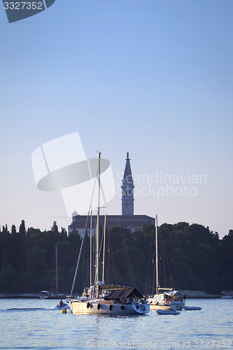 Image of Anchored sailboats in Adriatic coast