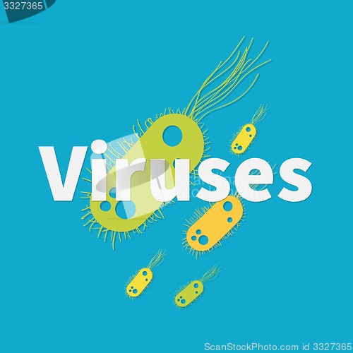 Image of Virus concept with virus icons and text.