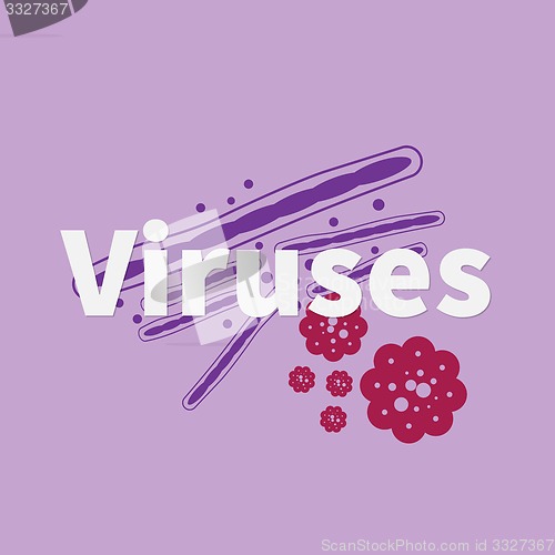 Image of Virus concept with virus icons and text.