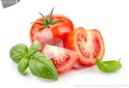 Image of fresh tomatoes and basil leaves