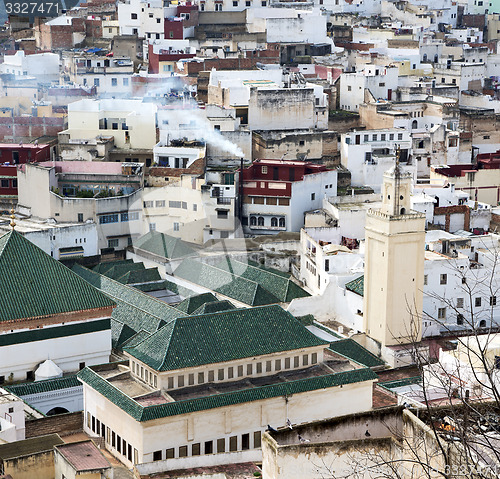 Image of constructions from high in the       village    morocco africa f