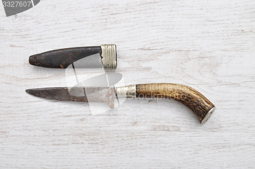 Image of Hunting knife with leather sheath