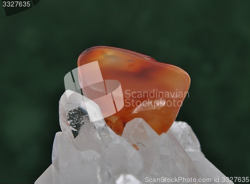 Image of Carnelian on rock crystal