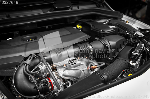 Image of Detail photo of a car engine