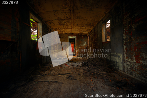 Image of Messy vehicle interior of a train carriage