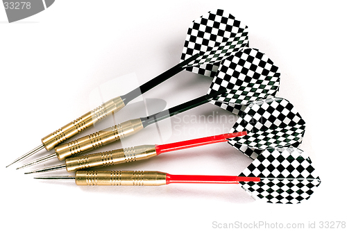 Image of Four black and red darts