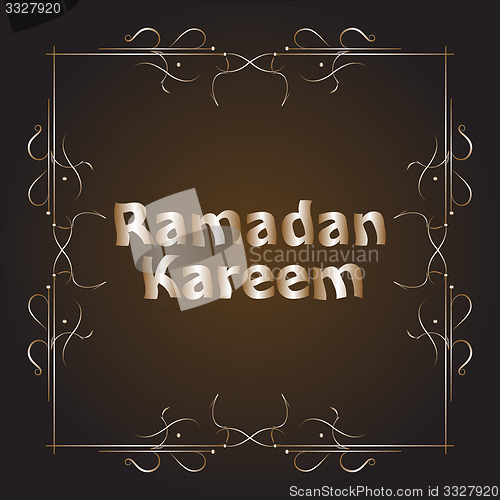 Image of holiday illustration of Ramadan Kareem label. lettering composition of muslim holy month