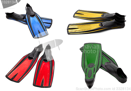 Image of Set of multicolor swim fins for diving